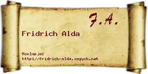 Fridrich Alda névjegykártya